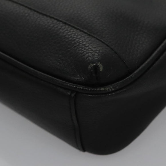 BURBERRY Clutch Bag Leather Black Auth ti2663