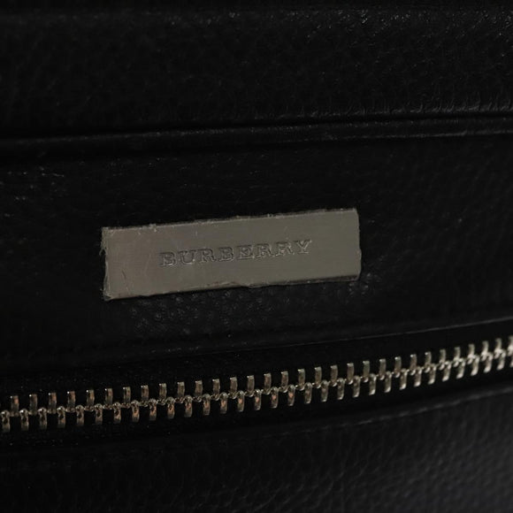 BURBERRY Clutch Bag Leather Black Auth ti2663