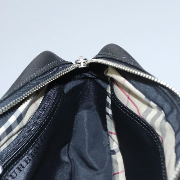 BURBERRY Clutch Bag Leather Black Auth ti2663