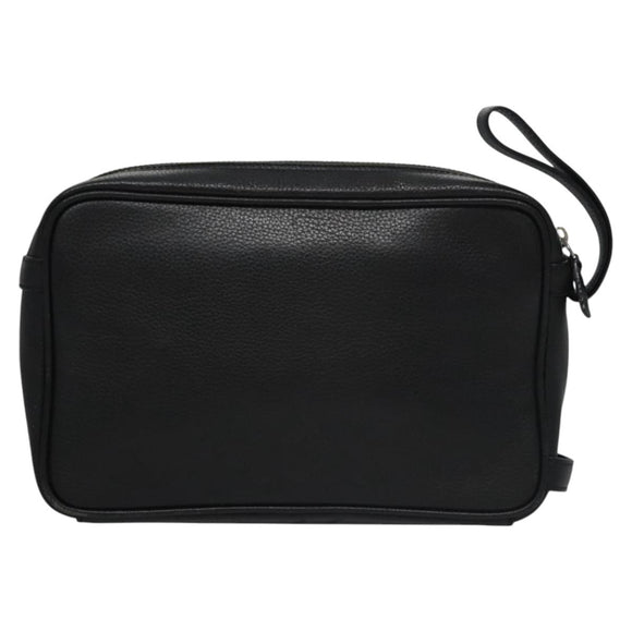 BURBERRY Clutch Bag Leather Black Auth ti2663