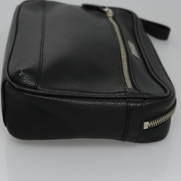 BURBERRY Clutch Bag Leather Black Auth ti2663