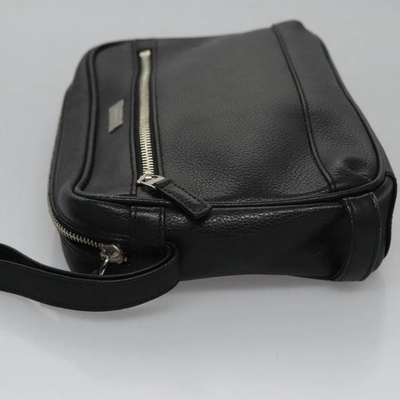 BURBERRY Clutch Bag Leather Black Auth ti2663