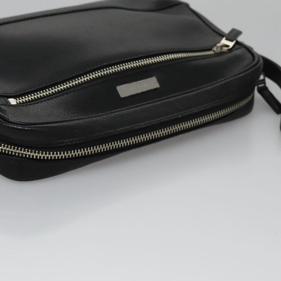 BURBERRY Clutch Bag Leather Black Auth ti2663