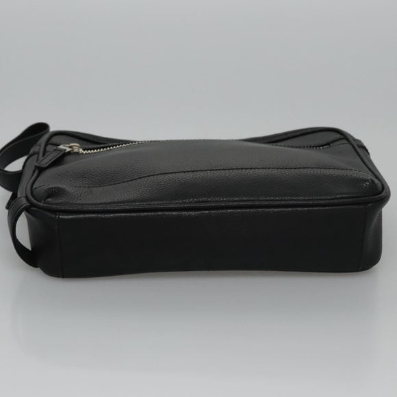 BURBERRY Clutch Bag Leather Black Auth ti2663