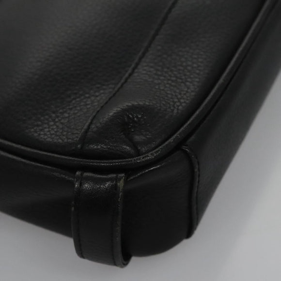 BURBERRY Clutch Bag Leather Black Auth ti2663