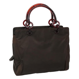 PRADA Hand Bag Nylon Brown Auth ti2669