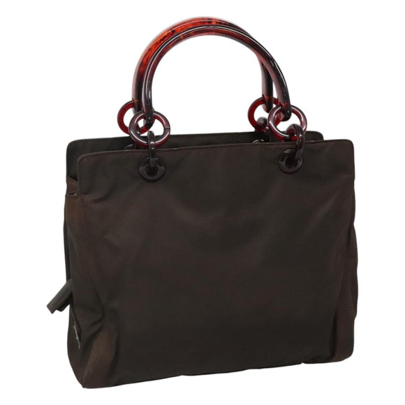 PRADA Hand Bag Nylon Brown Auth ti2669