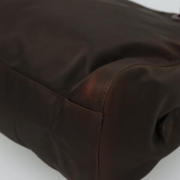 PRADA Hand Bag Nylon Brown Auth ti2669