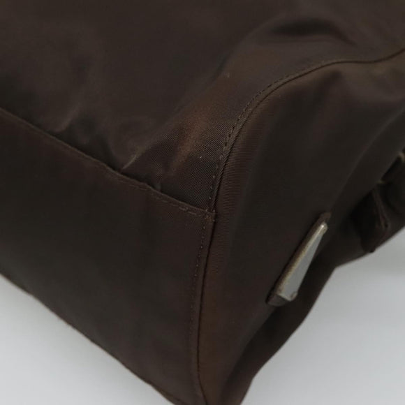 PRADA Hand Bag Nylon Brown Auth ti2669