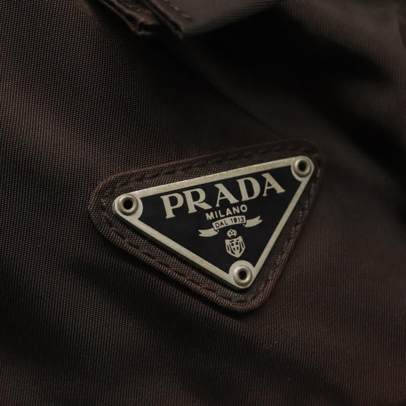PRADA Hand Bag Nylon Brown Auth ti2669