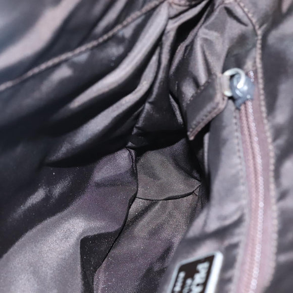 PRADA Hand Bag Nylon Brown Auth ti2669
