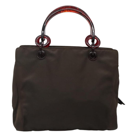 PRADA Hand Bag Nylon Brown Auth ti2669