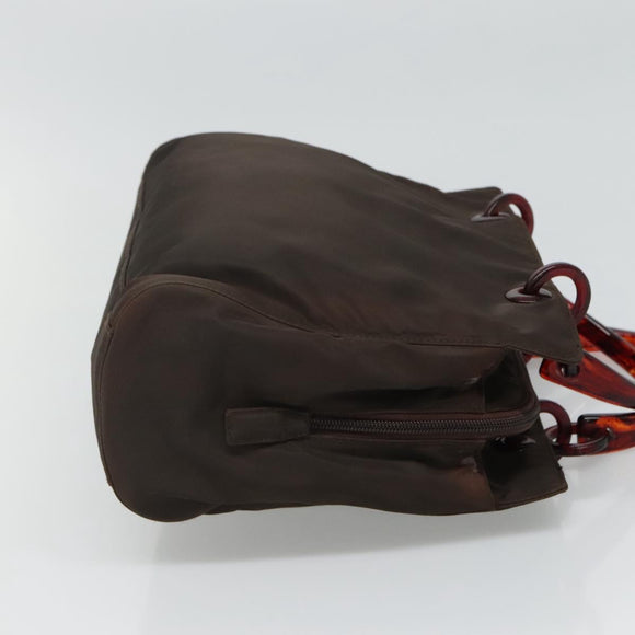 PRADA Hand Bag Nylon Brown Auth ti2669