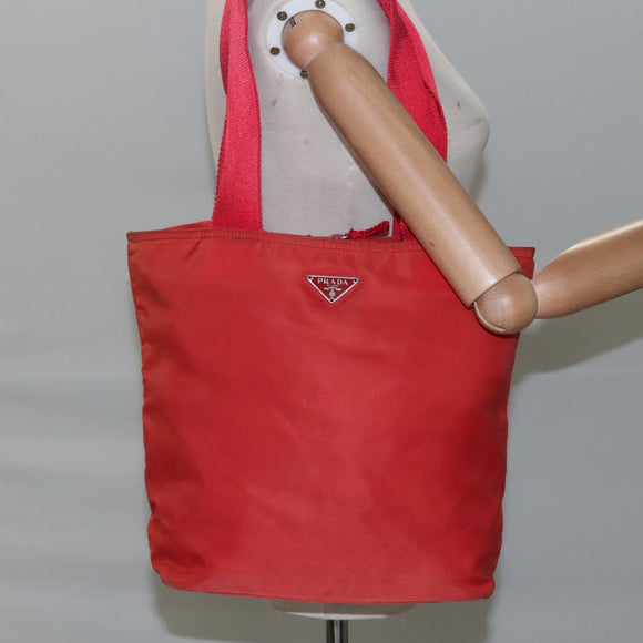 PRADA Tote Bag Nylon Red Auth ti2670