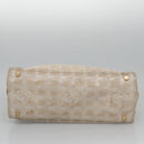 CHANEL New Travel line Hand Bag Nylon Beige CC Auth ti2693-10