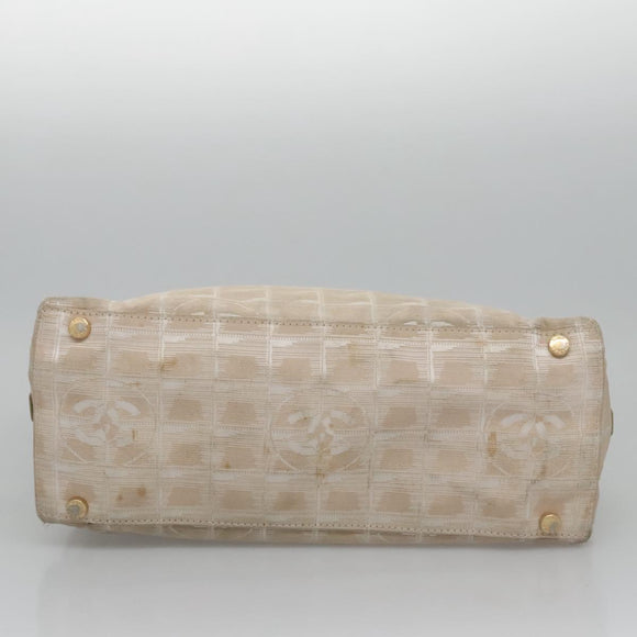 CHANEL New Travel line Hand Bag Nylon Beige CC Auth ti2693