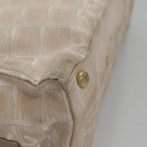 CHANEL New Travel line Hand Bag Nylon Beige CC Auth ti2693