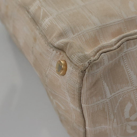 CHANEL New Travel line Hand Bag Nylon Beige CC Auth ti2693