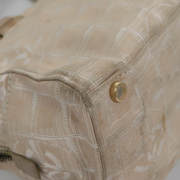 CHANEL New Travel line Hand Bag Nylon Beige CC Auth ti2693