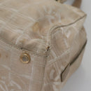 CHANEL New Travel line Hand Bag Nylon Beige CC Auth ti2693-14