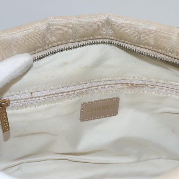 CHANEL New Travel line Hand Bag Nylon Beige CC Auth ti2693