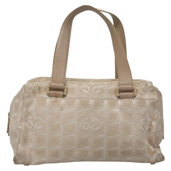 CHANEL New Travel line Hand Bag Nylon Beige CC Auth ti2693