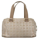 CHANEL New Travel line Hand Bag Nylon Beige CC Auth ti2693-3
