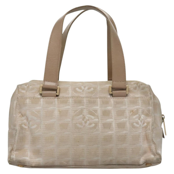 CHANEL New Travel line Hand Bag Nylon Beige CC Auth ti2693