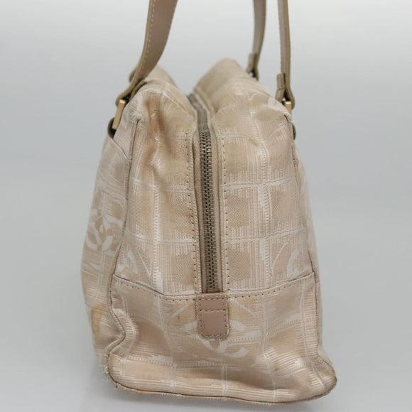 CHANEL New Travel line Hand Bag Nylon Beige CC Auth ti2693
