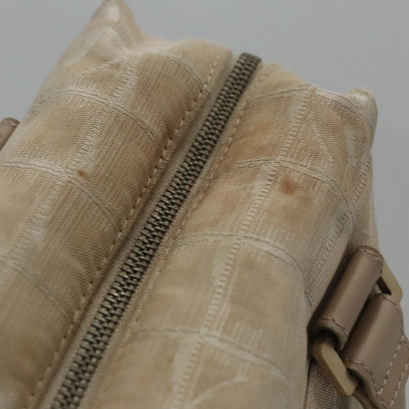 CHANEL New Travel line Hand Bag Nylon Beige CC Auth ti2693