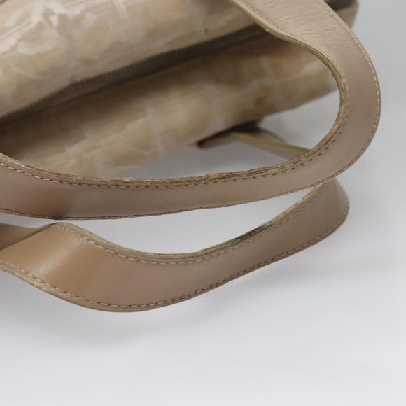 CHANEL New Travel line Hand Bag Nylon Beige CC Auth ti2693