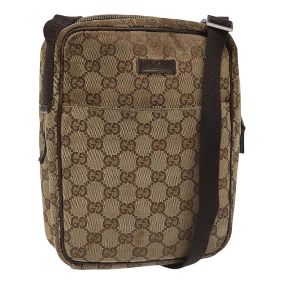 GUCCI GG Canvas Shoulder Bag Beige 122759 Auth ti2694