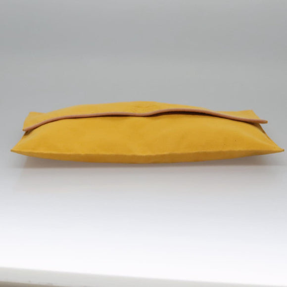 HERMES Clutch Bag Canvas Yellow Auth ti2709