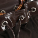 GUCCI Bamboo Body Bag Nylon Leather Brown Auth ti2718-14