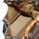 GUCCI Bamboo Body Bag Nylon Leather Brown Auth ti2718-17