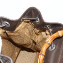 GUCCI Bamboo Body Bag Nylon Leather Brown Auth ti2718-18