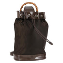 GUCCI Bamboo Body Bag Nylon Leather Brown Auth ti2718-1