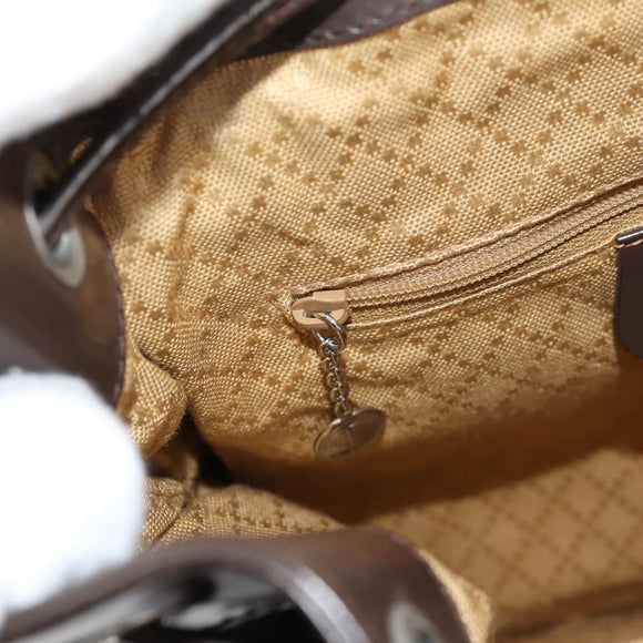 GUCCI Bamboo Body Bag Nylon Leather Brown Auth ti2718