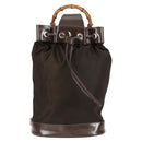 GUCCI Bamboo Body Bag Nylon Leather Brown Auth ti2718-2