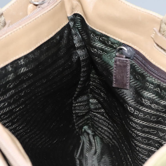PRADA Tote Bag Nylon Beige Auth ti2720