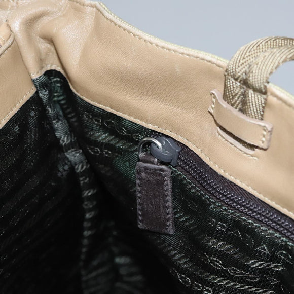 PRADA Tote Bag Nylon Beige Auth ti2720