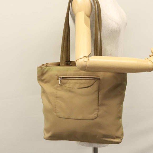 PRADA Tote Bag Nylon Beige Auth ti2720