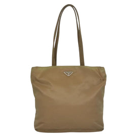 PRADA Tote Bag Nylon Beige Auth ti2720 - 0
