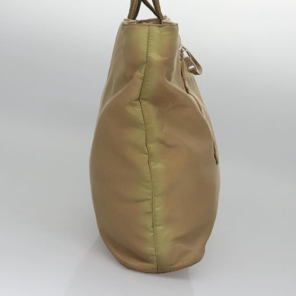 PRADA Tote Bag Nylon Beige Auth ti2720