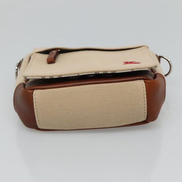 BURBERRY Nova Check Blue Label Shoulder Bag Canvas Beige Brown Auth ti2723