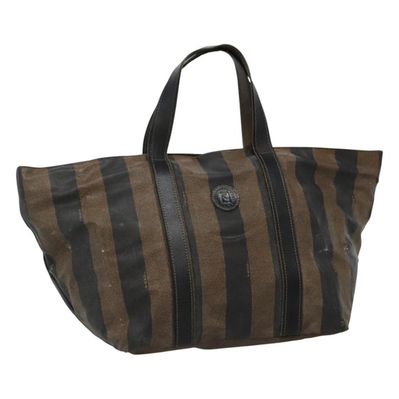 FENDI Pecan Canvas Hand Bag Coated Canvas Brown Auth ti2732