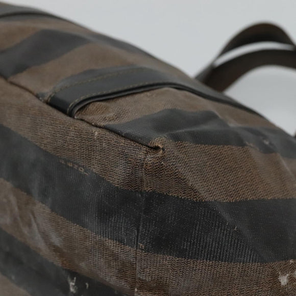 FENDI Pecan Canvas Hand Bag Coated Canvas Brown Auth ti2732
