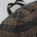 FENDI Pecan Canvas Hand Bag Coated Canvas Brown Auth ti2732-14