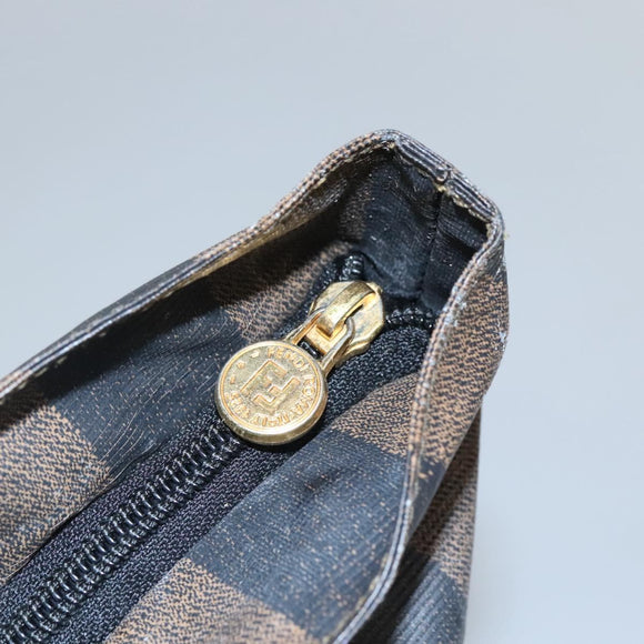 FENDI Pecan Canvas Hand Bag Coated Canvas Brown Auth ti2732