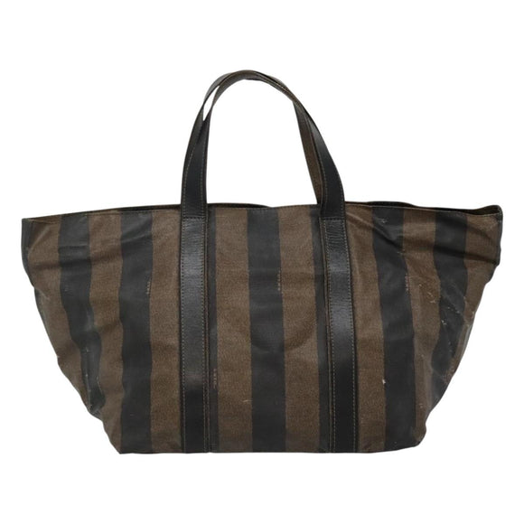 FENDI Pecan Canvas Hand Bag Coated Canvas Brown Auth ti2732